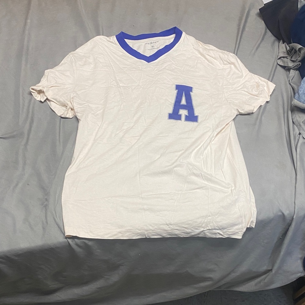 Primark White Shirt with Blue Accents